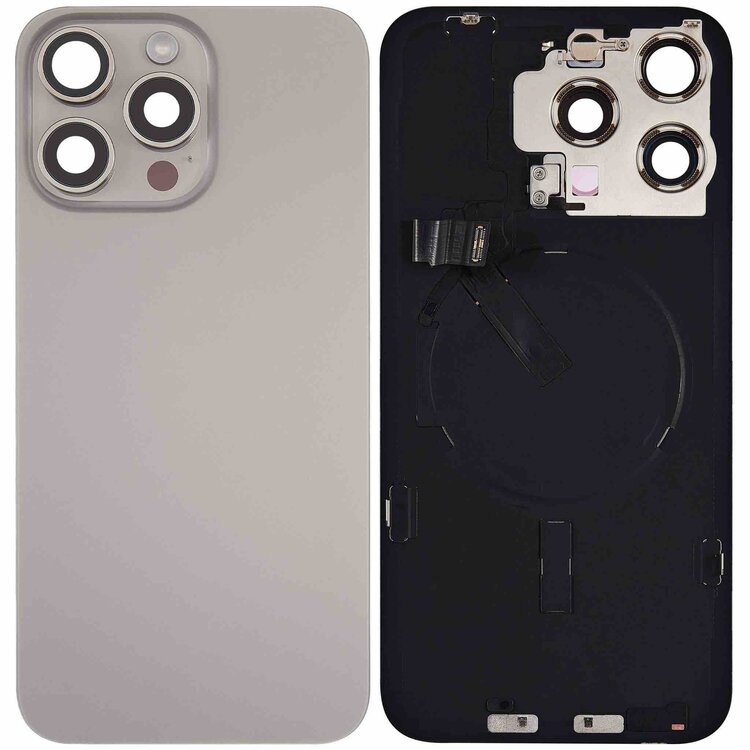 Originele Pulled achterkant met wireless charging voor iPhone 15 Pro Naturel Titanium 