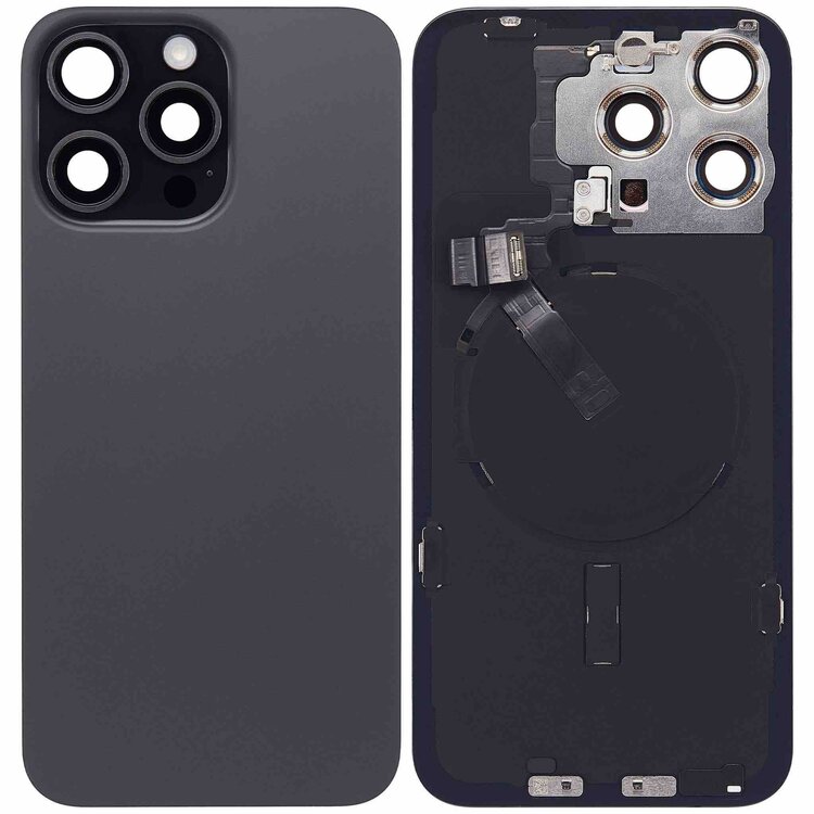 OEM Achterkant met wireless charging voor iPhone 15 Pro Max Zwart Titanium