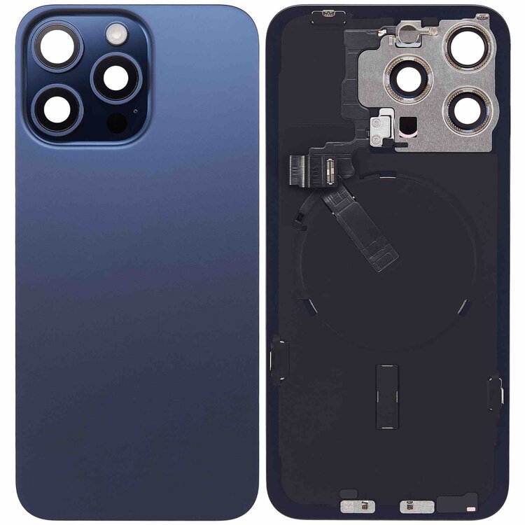 OEM Achterkant met wireless charging voor iPhone 15 Pro Max Blauw Titanium 