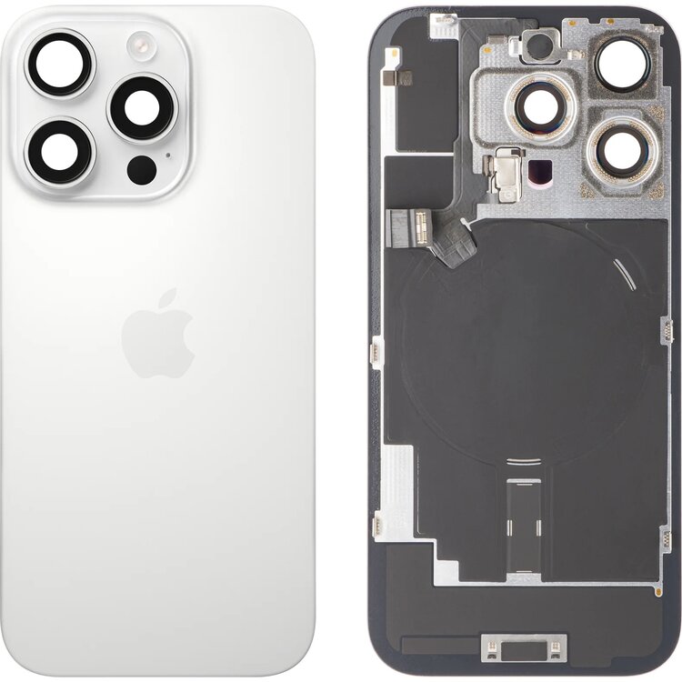 Originele Pulled achterkant met wireless charging voor iPhone 16 Pro Wit Titanium