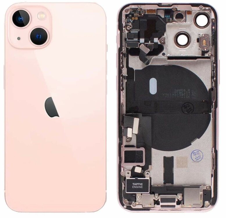 Pulled achterkant behuizing met small parts voor iPhone 13 Roze | B-Grade