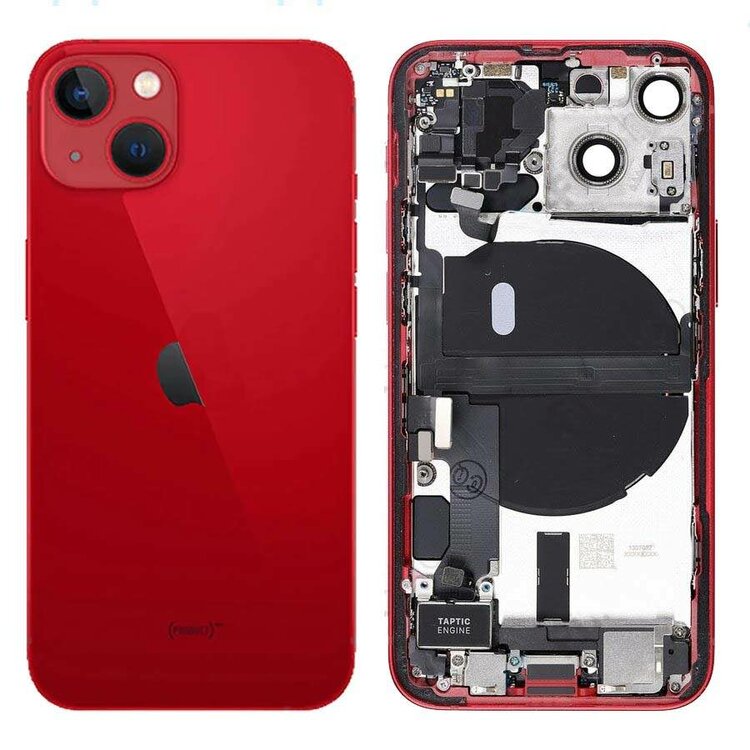 Pulled achterkant behuizing met small parts voor iPhone 13 mini Rood | B-Grade