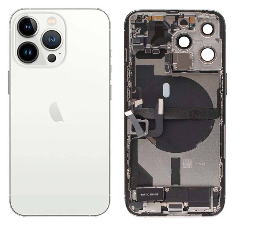 Pulled achterkant behuizing met small parts voor iPhone 13 Pro Zilver | B-Grade