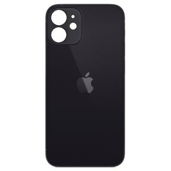 Achterkant back cover glas met logo voor Apple iPhone 12 Zwart