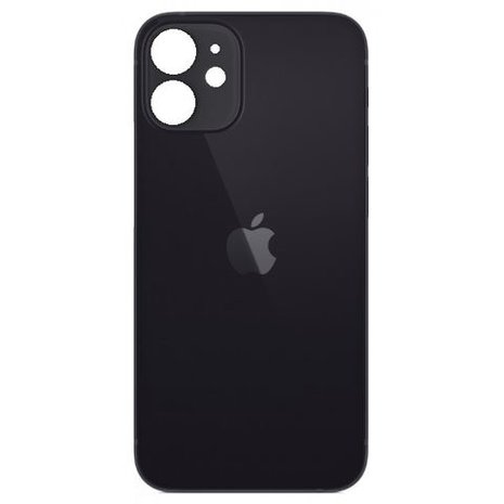 Achterkant back cover glas met logo voor Apple iPhone 12 Zwart