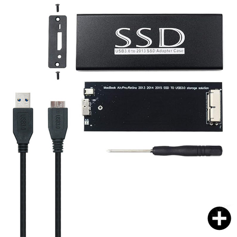 Extern USB SSD uitlees behuizing voor Apple MacBook Air A1466, A1465 en Pro Retina A1398, A1502 medio 2013 t/m 2017