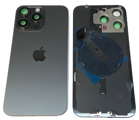 Achterkant met Wireless charging - Zwart Titanium voor iPhone 15 Pro Max