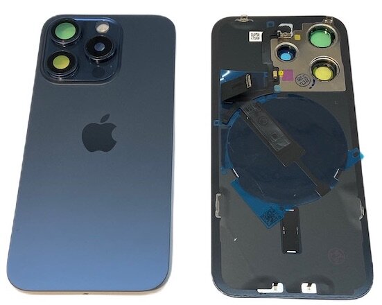 Achterkant met Wireless charging - Blauw Titanium voor iPhone 15 Pro