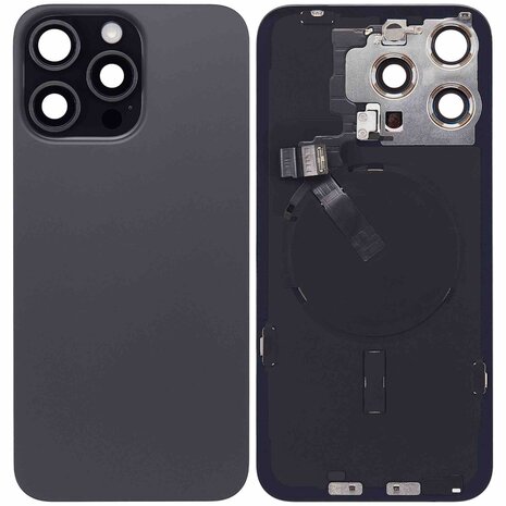 OEM Achterkant met wireless charging voor iPhone 15 Pro Max Zwart Titanium