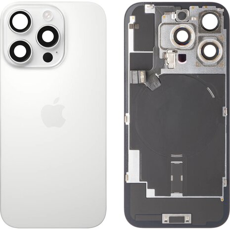 Originele Pulled achterkant met wireless charging voor iPhone 16 Pro Wit Titanium