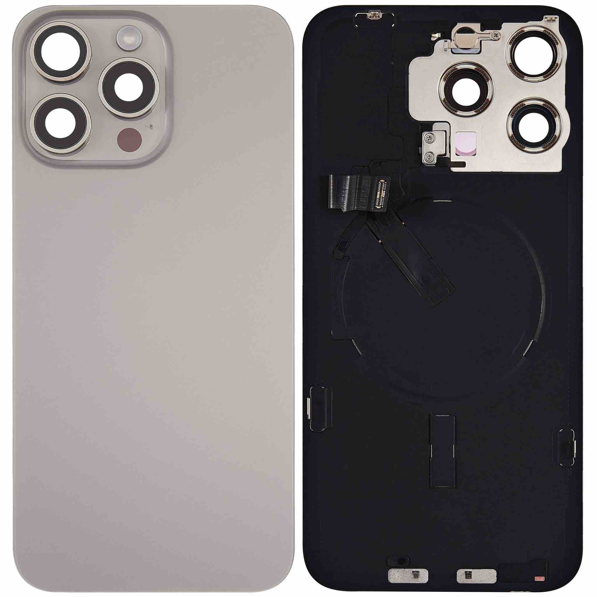 Originele Pulled achterkant met wireless charging voor iPhone 15 Pro Naturel Titanium 