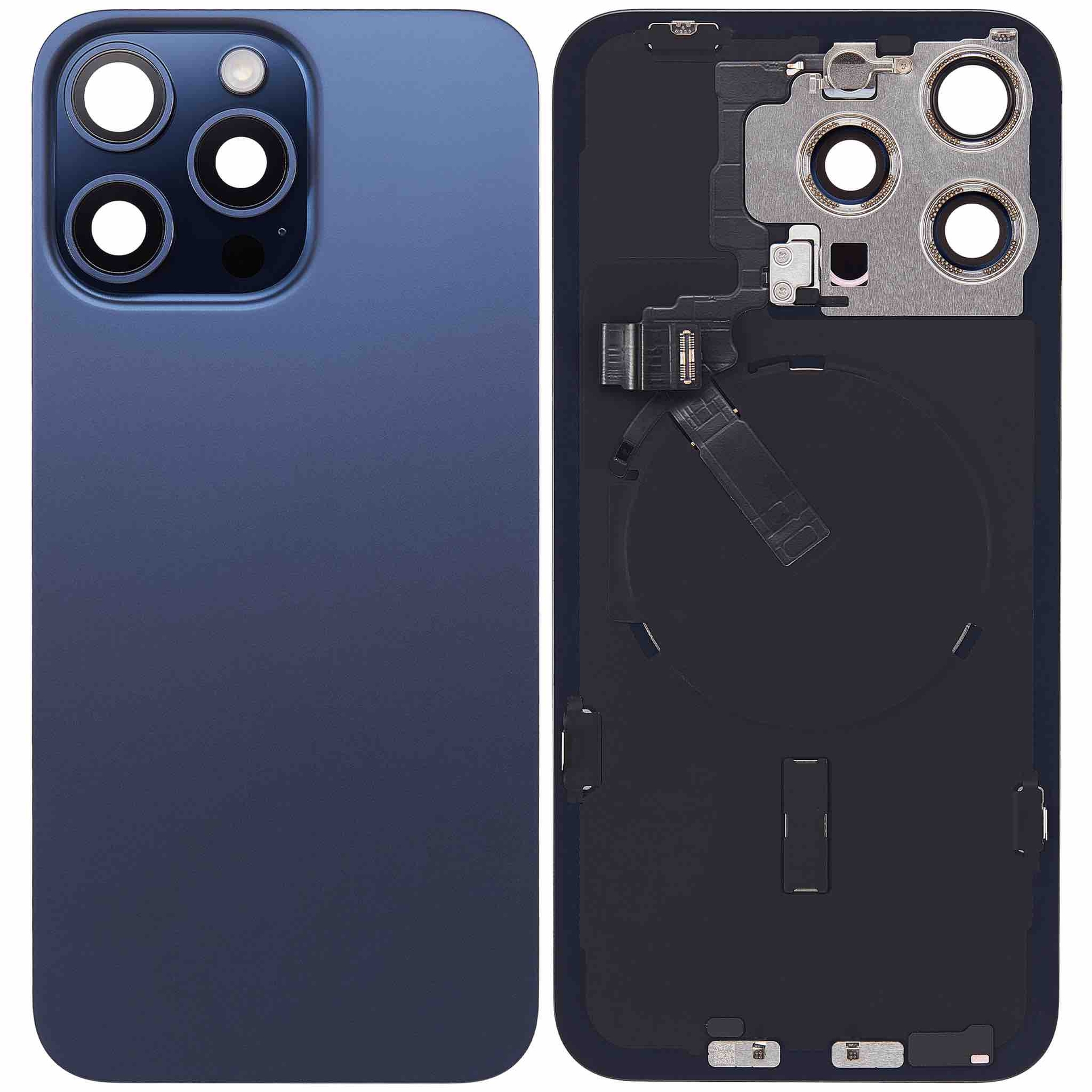 OEM Achterkant met wireless charging voor iPhone 15 Pro Max Blauw Titanium 