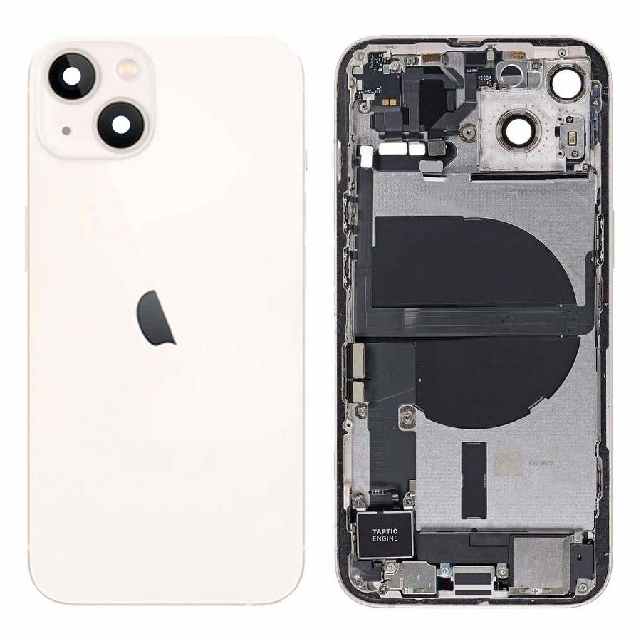 Pulled achterkant behuizing met small parts voor iPhone 13 Sterrenlicht Wit | B-Grade