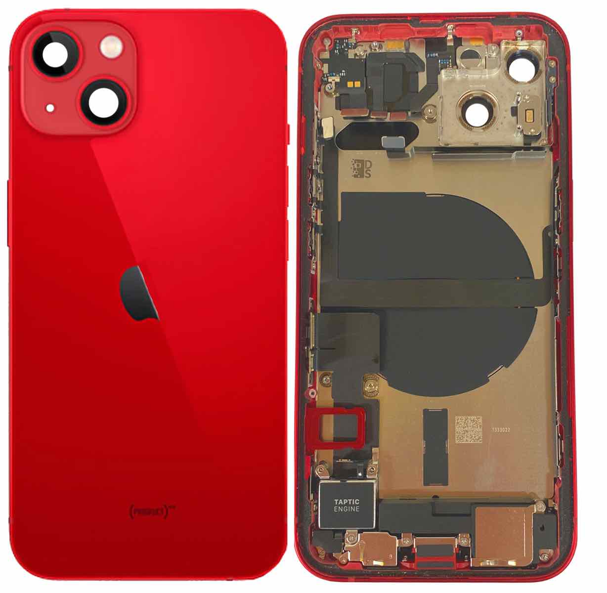 Pulled achterkant behuizing met small parts voor iPhone 13 Rood | B-Grade