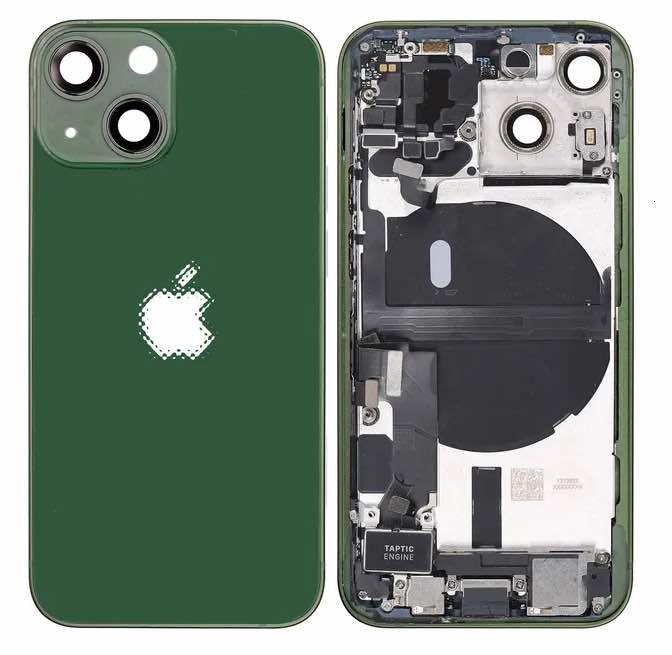 Pulled achterkant behuizing met small parts voor iPhone 13 mini Groen | B-Grade