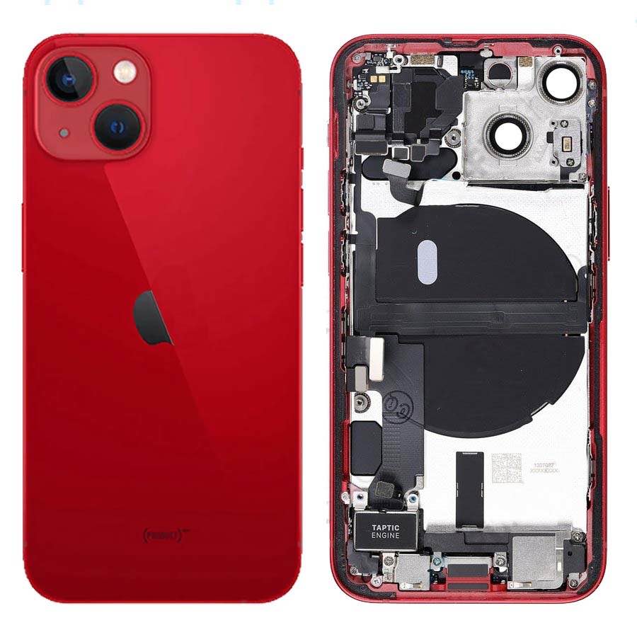 Pulled achterkant behuizing met small parts voor iPhone 13 mini Rood | B-Grade
