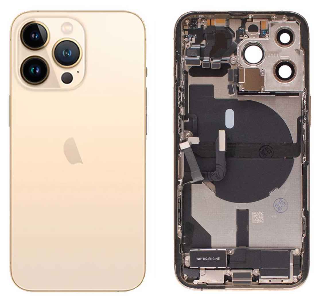Pulled achterkant behuizing met small parts voor iPhone 13 Pro Goud | B-Grade