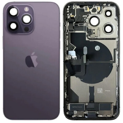 Complete achterkant met small parts voor Apple iPhone 14 Pro Paars Complete achterkant met small parts voor Apple iPhone 14 Pro Paars