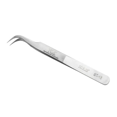VETUS® ST-15 gebogen precisie pincet voor vertinnen en positioneren bij (BGA) solderen VETUS® ST-15 gebogen precisie pincet voor vertinnen en positioneren bij (BGA) solderen
