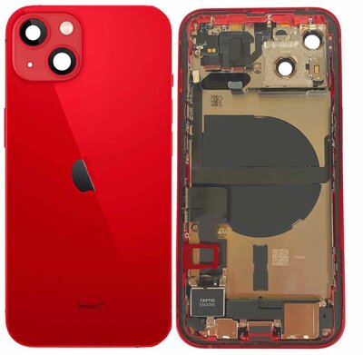 Pulled achterkant behuizing met small parts voor iPhone 13 Rood | B-Grade Pulled achterkant behuizing met small parts voor iPhone 13 Rood | B-Grade