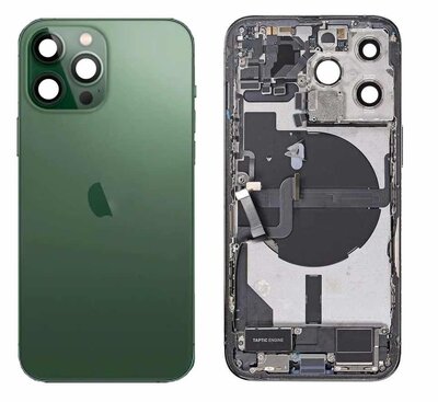 Pulled achterkant behuizing met small parts voor iPhone 13 Pro Alpen Groen | B-Grade Pulled achterkant behuizing met small parts voor iPhone 13 Pro Alpen Groen | B-Grade